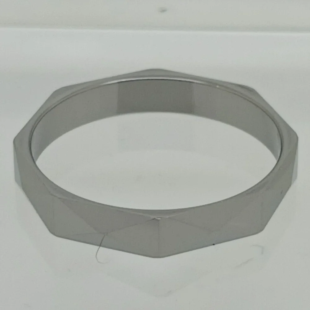 Vintage Tungsten Carbide Faceted Geometric Ring Size 10 Silver 4mm 1990s Y2K New